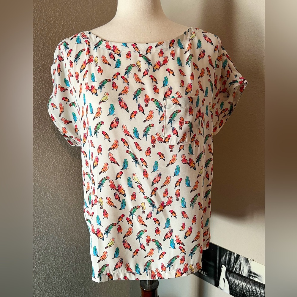 Boat neck bird Blouse